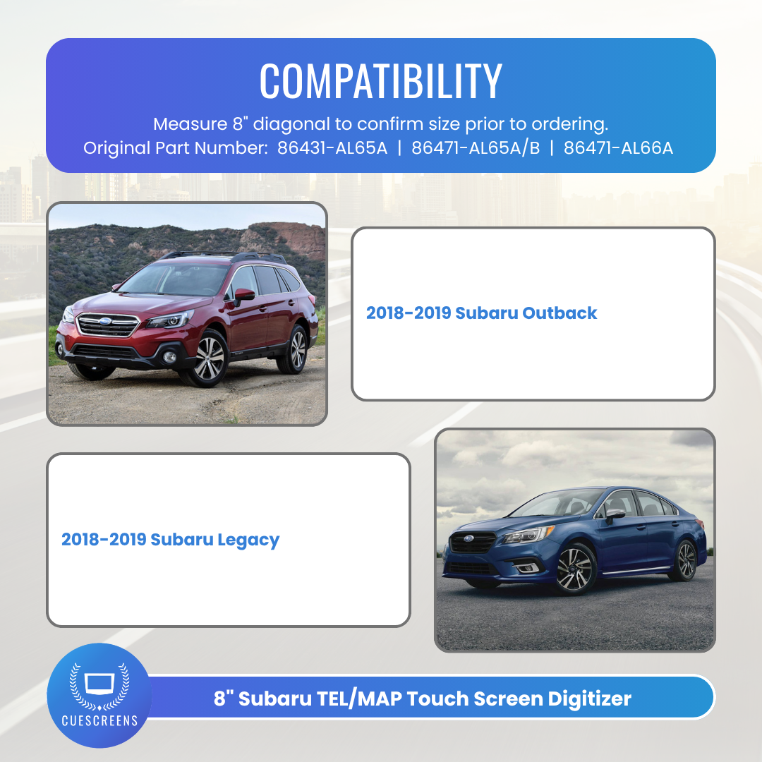 2018-2019 Outback & Legacy 8-Inch TEL/MAP Upgraded Touchscreen Digitizer Replacement – Anti-Glare, Gel-Free, Ultra-Responsive Chip