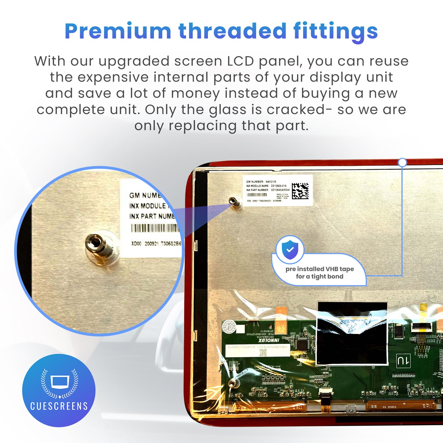 12.6" Replacement Rear Screen for 2021+ Yukon Suburban Tahoe Escalade-Cuescreens