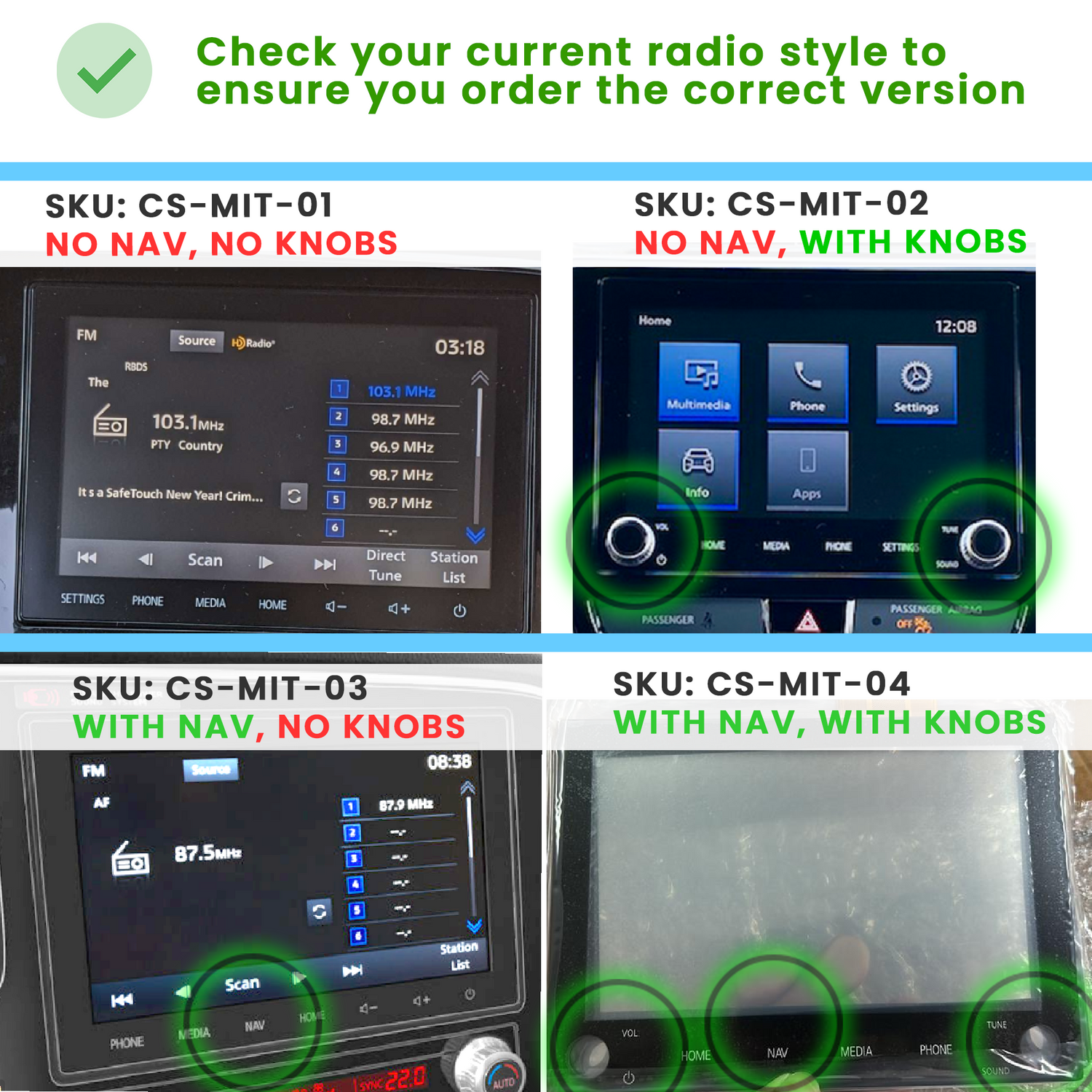 Mitsubishi Outlander 8" Replacement LCD Display Touch Screen Panel C080VTN03-Cuescreens