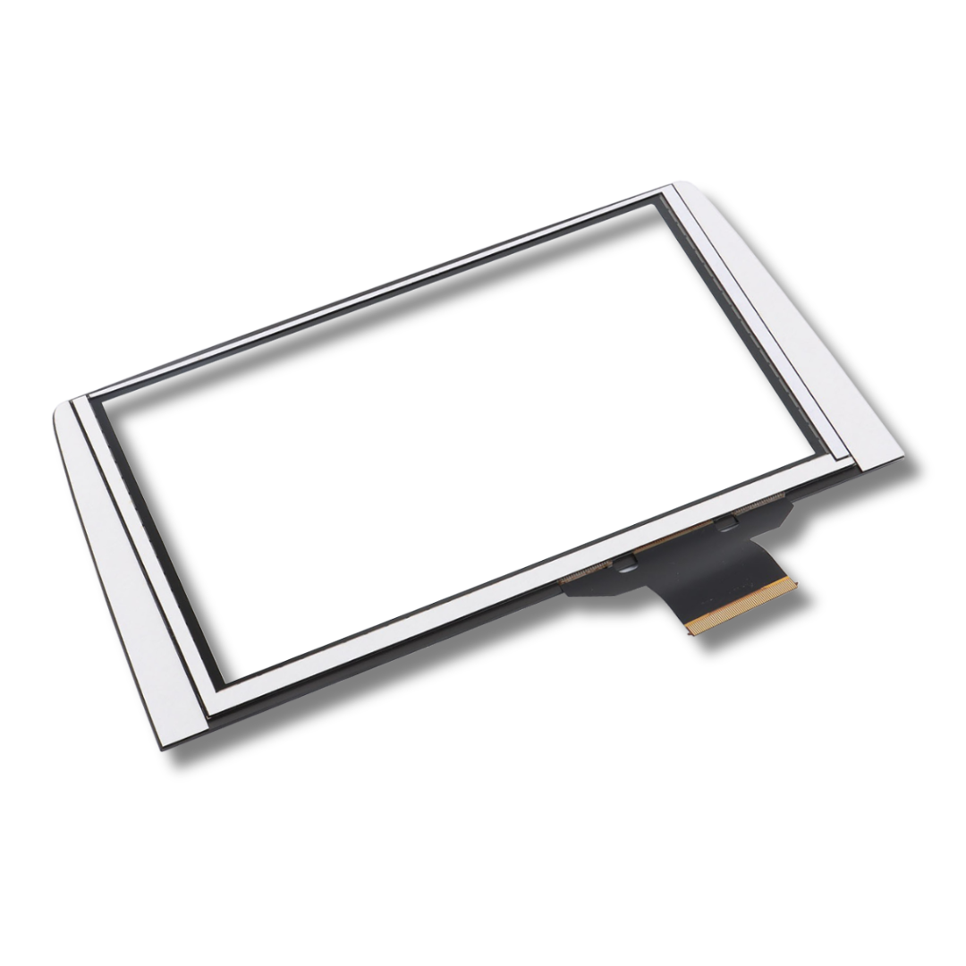 Back of touchscreen digitizer on a white background