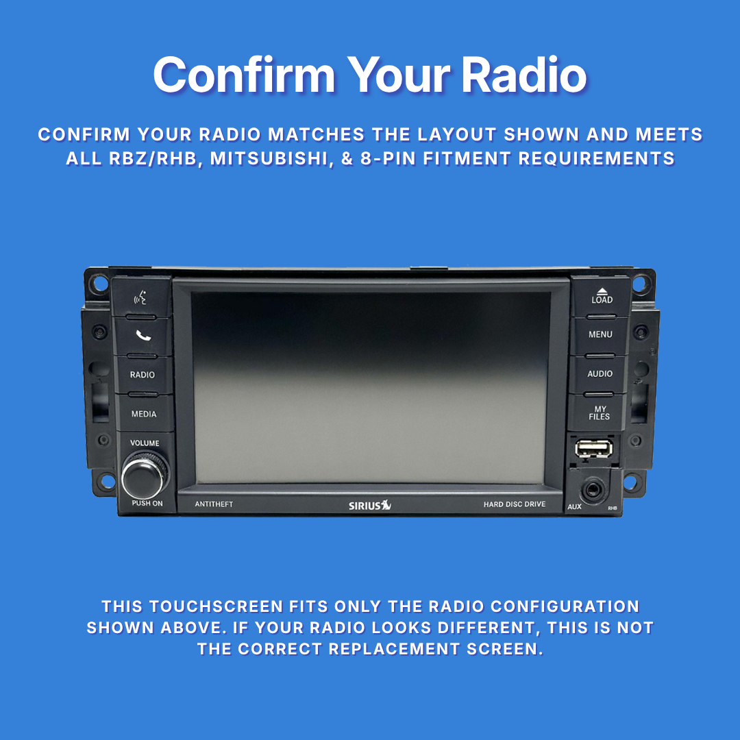 6.5" MyGig Touchscreen Digitizer Replacement for 2007-2018 Dodge, Chrysler & Jeep 430 RBZ / 430N RHB Mitsubishi Radios – Uconnect Touch Screen