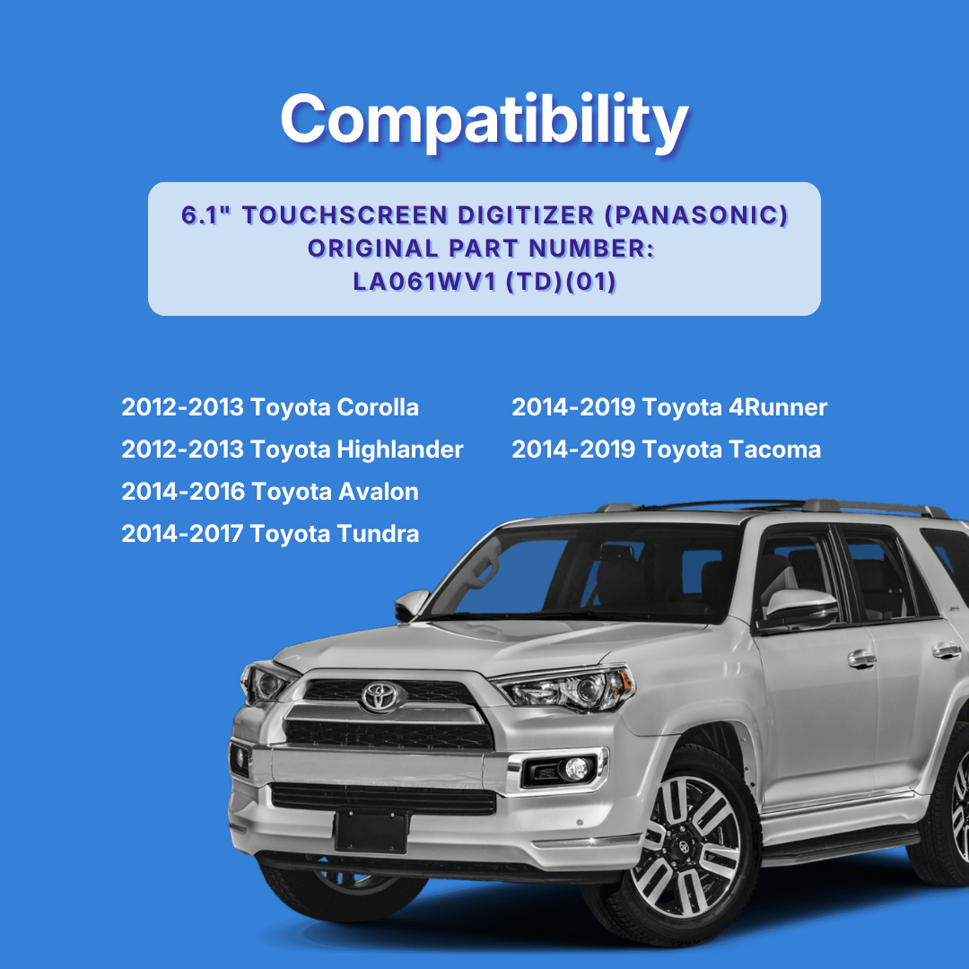 White Toyota 4Runner on a blue background with compatibility information
