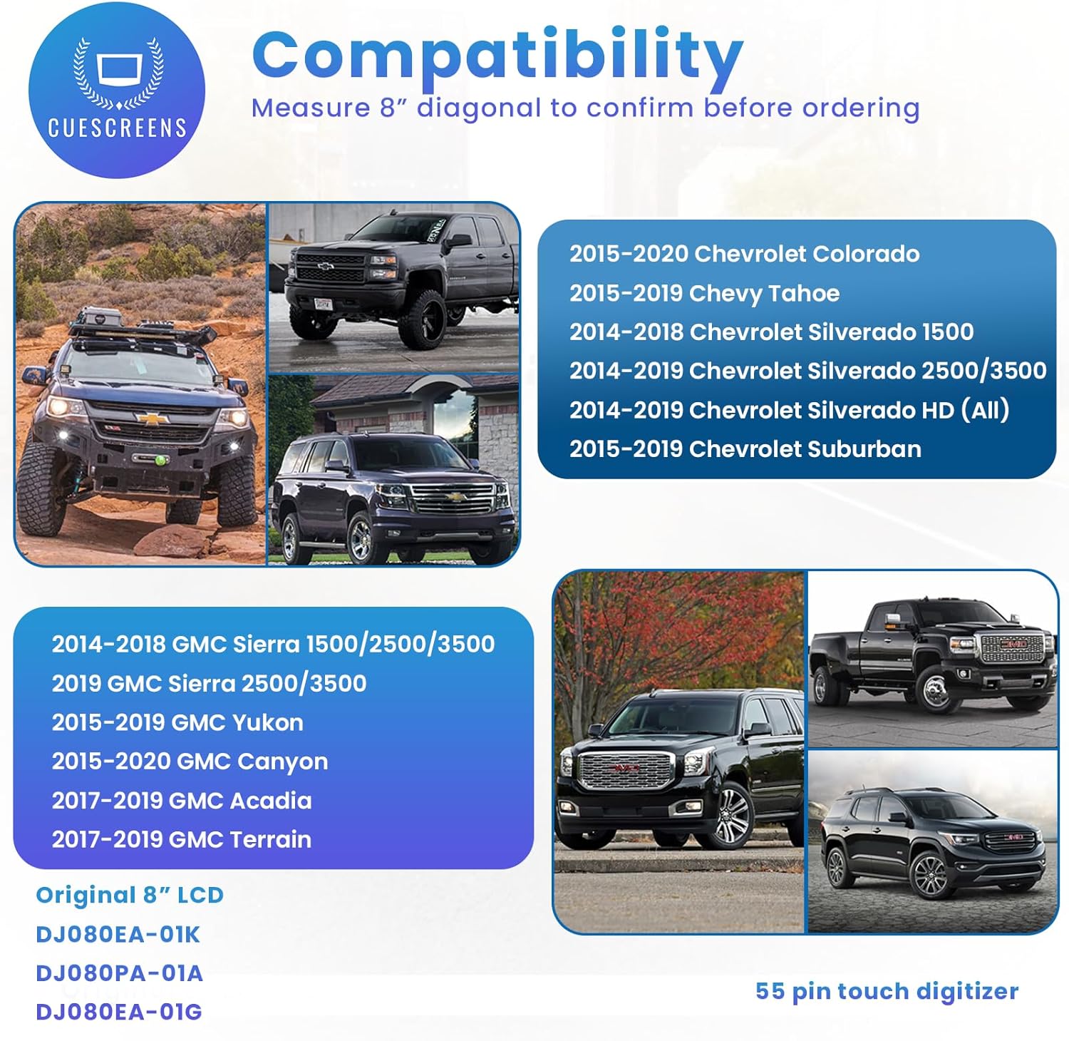 Chevy GMC 8" MyLink/IntelliLink Touchscreen Digitizer – DJ080PA-01A