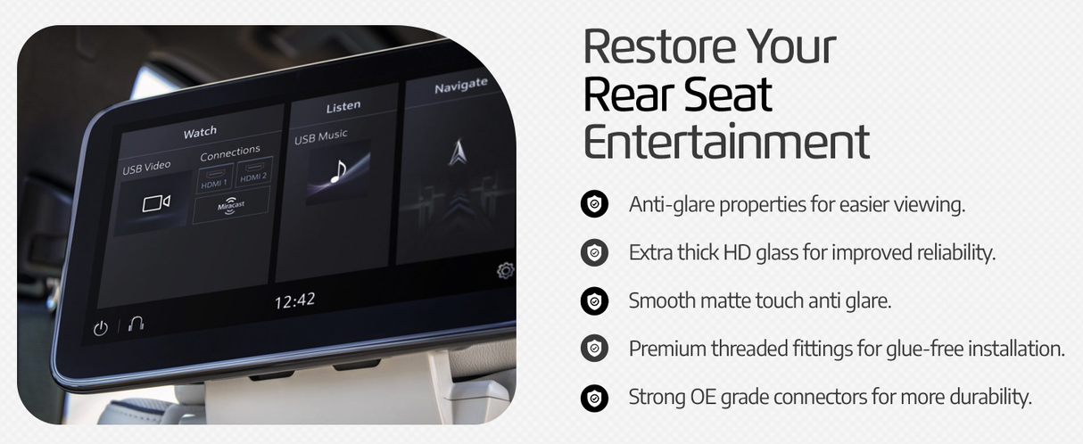 12.6" Rear Seat Entertainment LCD Touchscreen Replacement For 2021+ GMC Yukon, Chevy Tahoe/Suburban & Cadillac Escalade