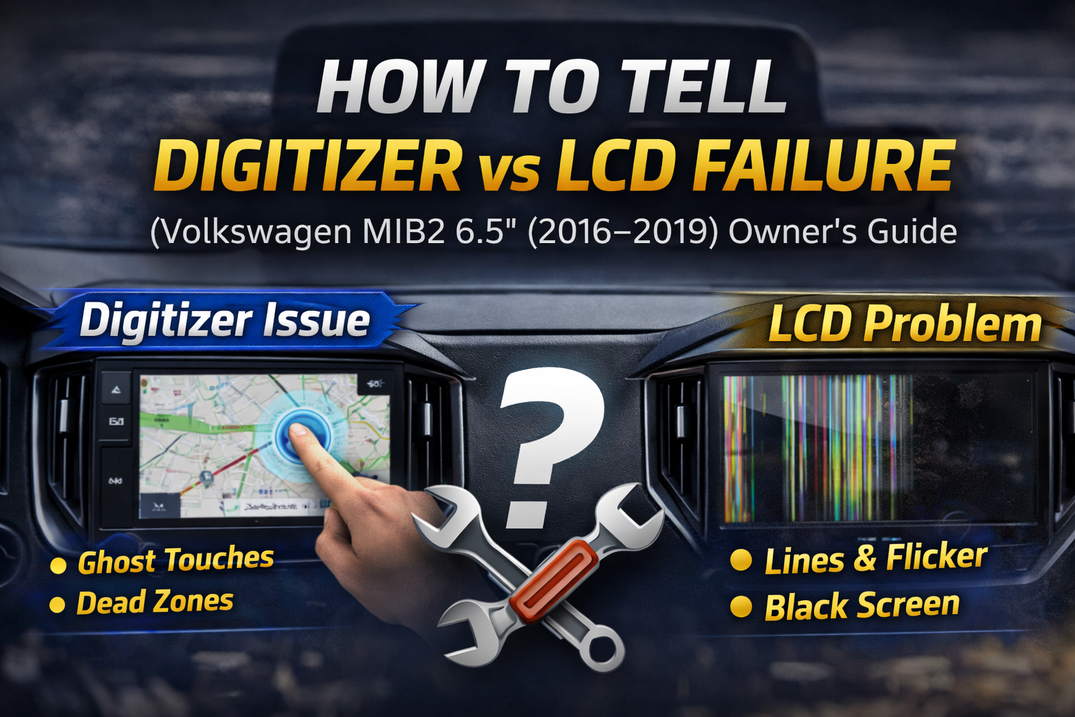 How to Tell Digitizer vs LCD Failure (Volkswagen MIB2 6.5" 2016–2019)