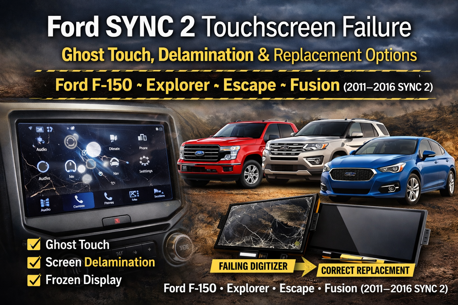 Ford F150 touch screen digitizer failure symptoms