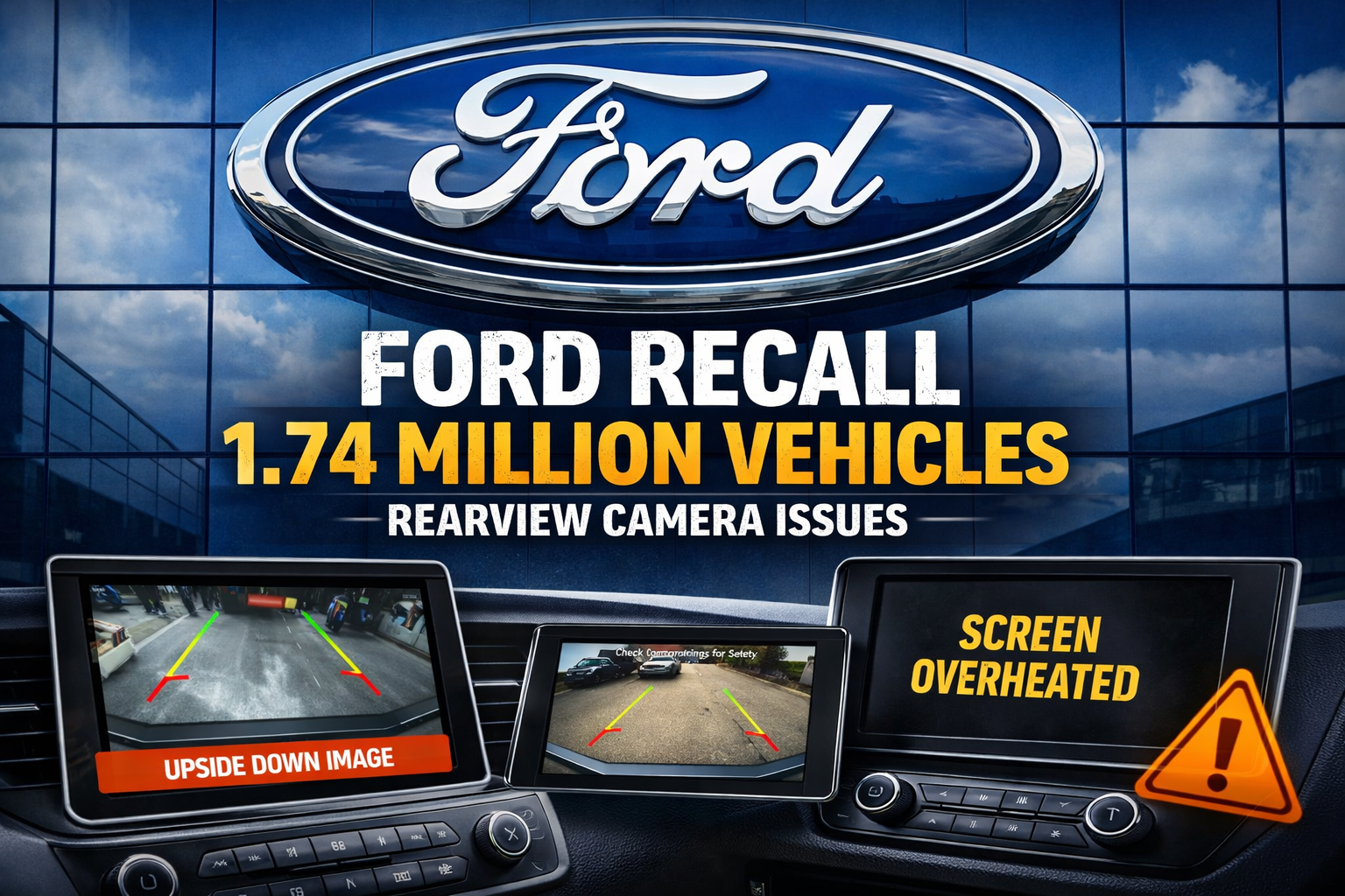 Ford Recalls 1.74 Million Vehicles for Rearview Camera and Infotainment Screen Failures