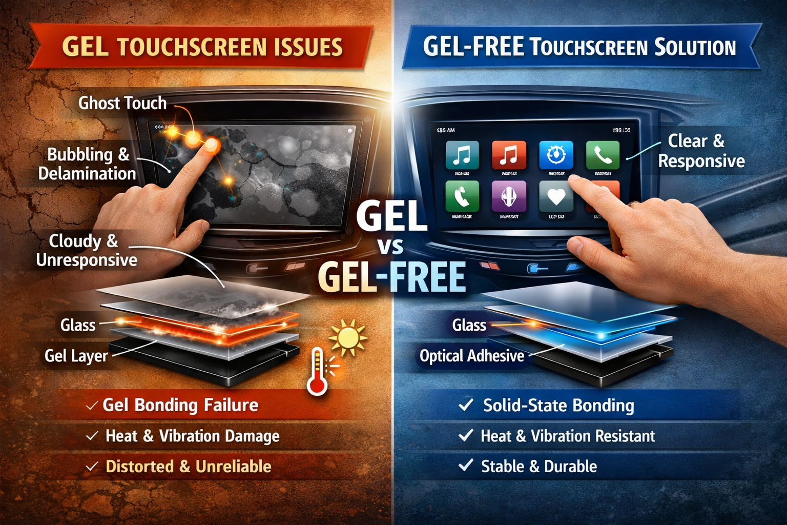 Gel vs Gel-Free Touchscreens: What’s the Difference?
