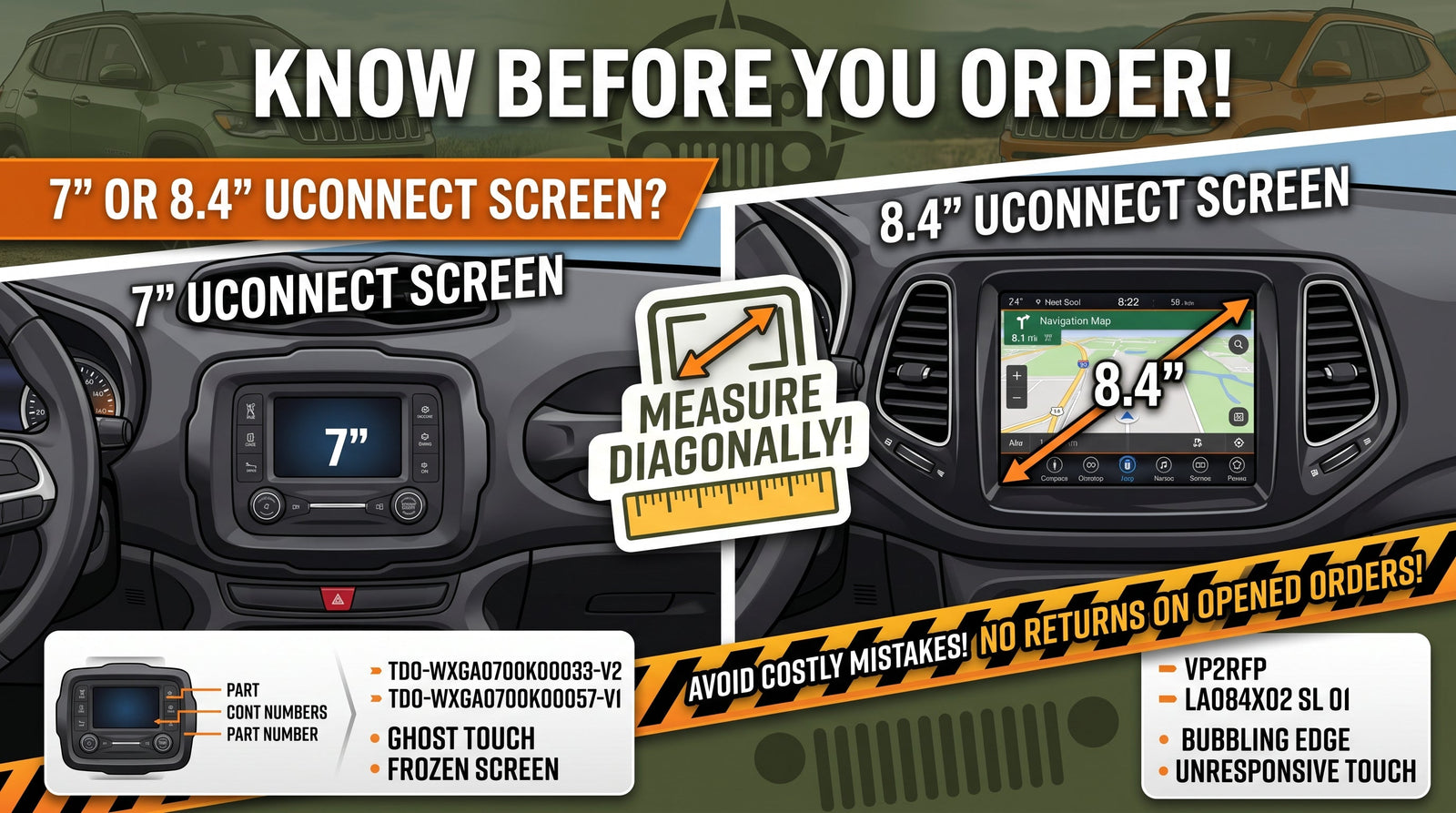 Jeep Compass and Renegade: 7" or 8.4" Uconnect Screen? How to Tell Before You Order