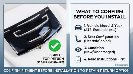 Cadillac CUE AC Control Panel Faceplate: Return Policy and What to Confirm Before You Install