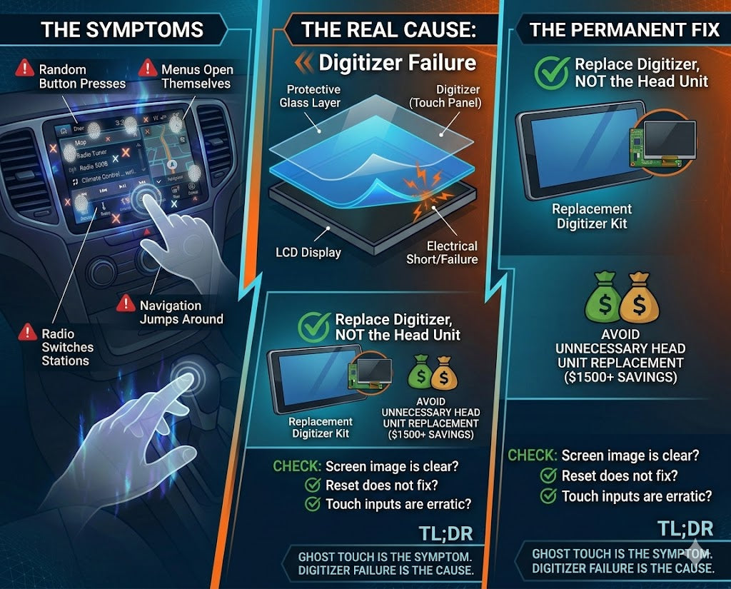 Ghost Touch vs Digitizer Failure: What’s Actually Happening Inside Your Car’s Screen?