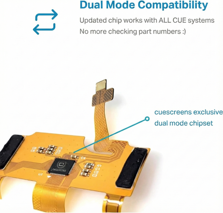 Electronic component with text about dual mode compatibility and chip functionality.