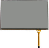 Infotainment screen with gold connector on a white background