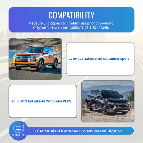 Mitsubishi Outlander 8" Replacement LCD Display Touch Screen Panel C080VTN03-Cuescreens