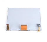 Back view of a UConnect 3 8.4-inch complete display assembly, showing the metal-backed LCD panel with three attached flexible copper ribbon cables on a white background.