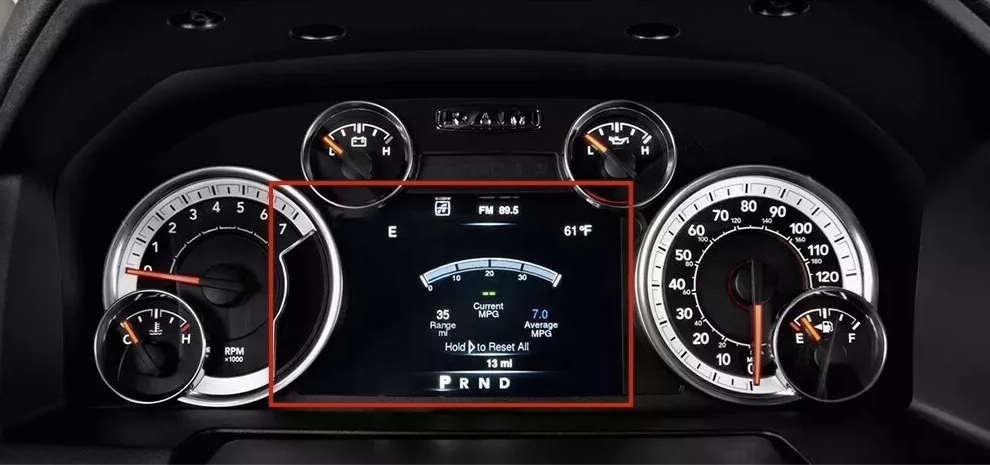 Ram 1500 2500 3500 7" Instrument Cluster LCD Screen Replacement, 2013-2018 Gas Models, 2019 Ram 1500 Classic, DJ070NA02B / DJ070NA-02E