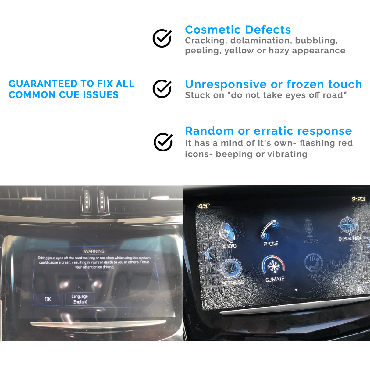 [Premium] Upgraded Gel-Free Cadillac CUE Replacement Touch Screen Display-Cuescreens