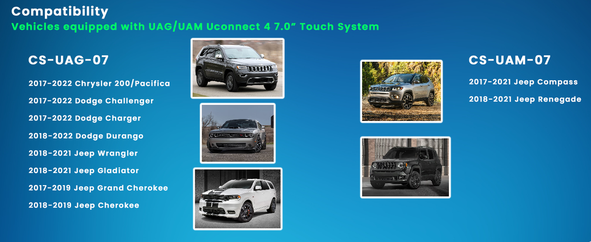 [UAM] Replacement UConnect 4/4C 7" Touch Screen LCD for Compass and Renegade-Cuescreens