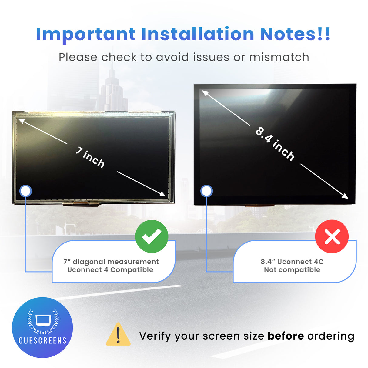 [UAM] Replacement UConnect 4/4C 7" Touch Screen LCD for Compass and Renegade-Cuescreens