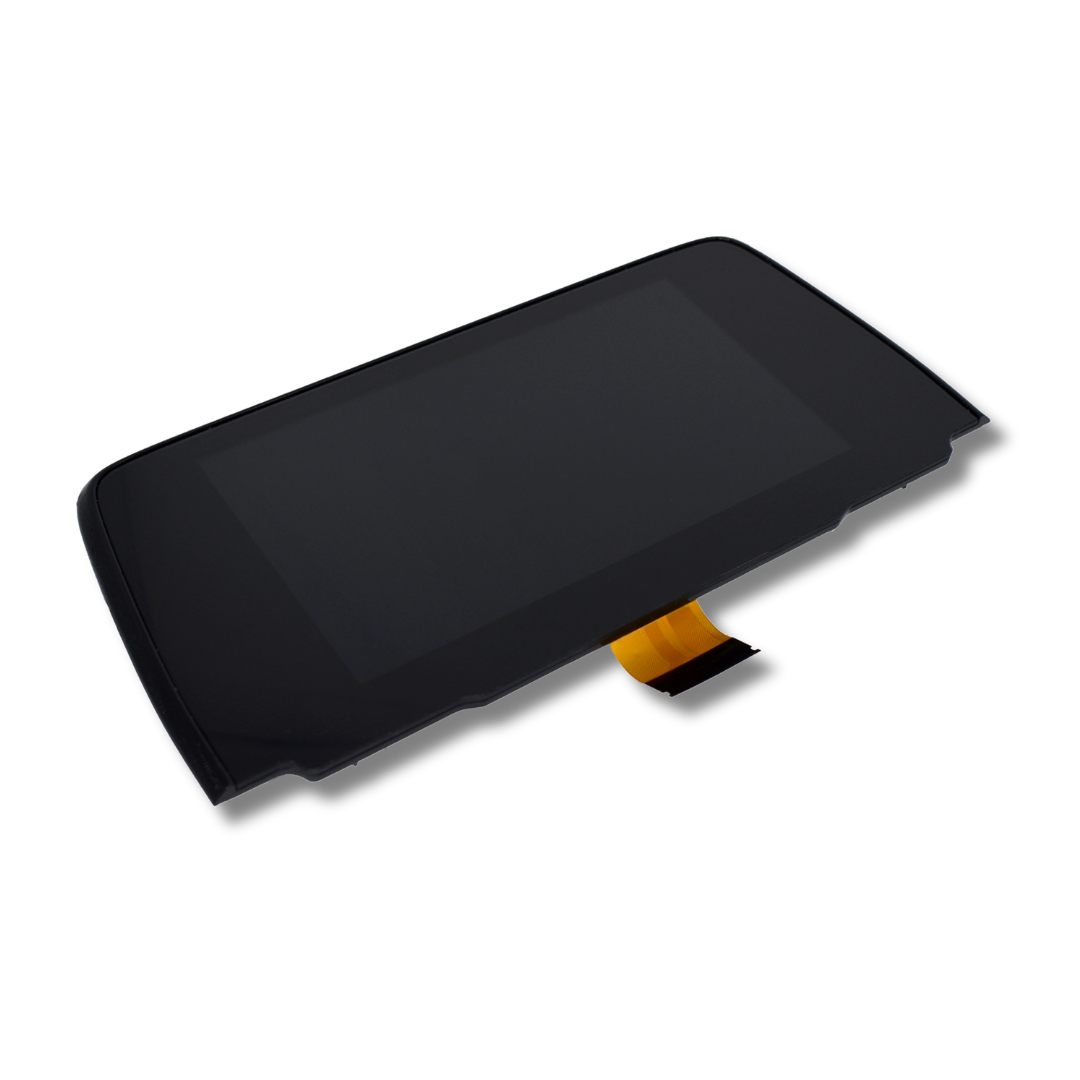 Digital infotainment screen on a white background