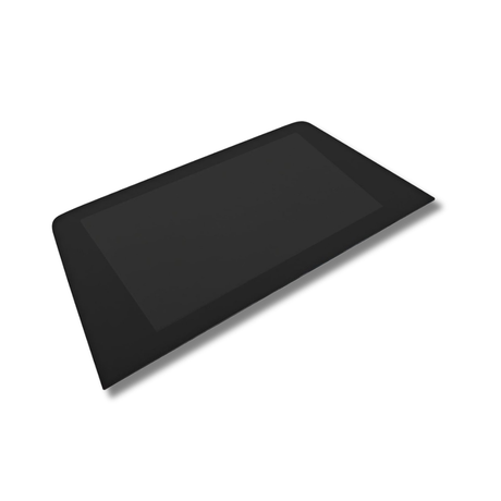 Black electronic touchscreen on a white background