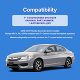 Honda car with compatibility information for a 7-inch touchscreen digitizer on a blue background