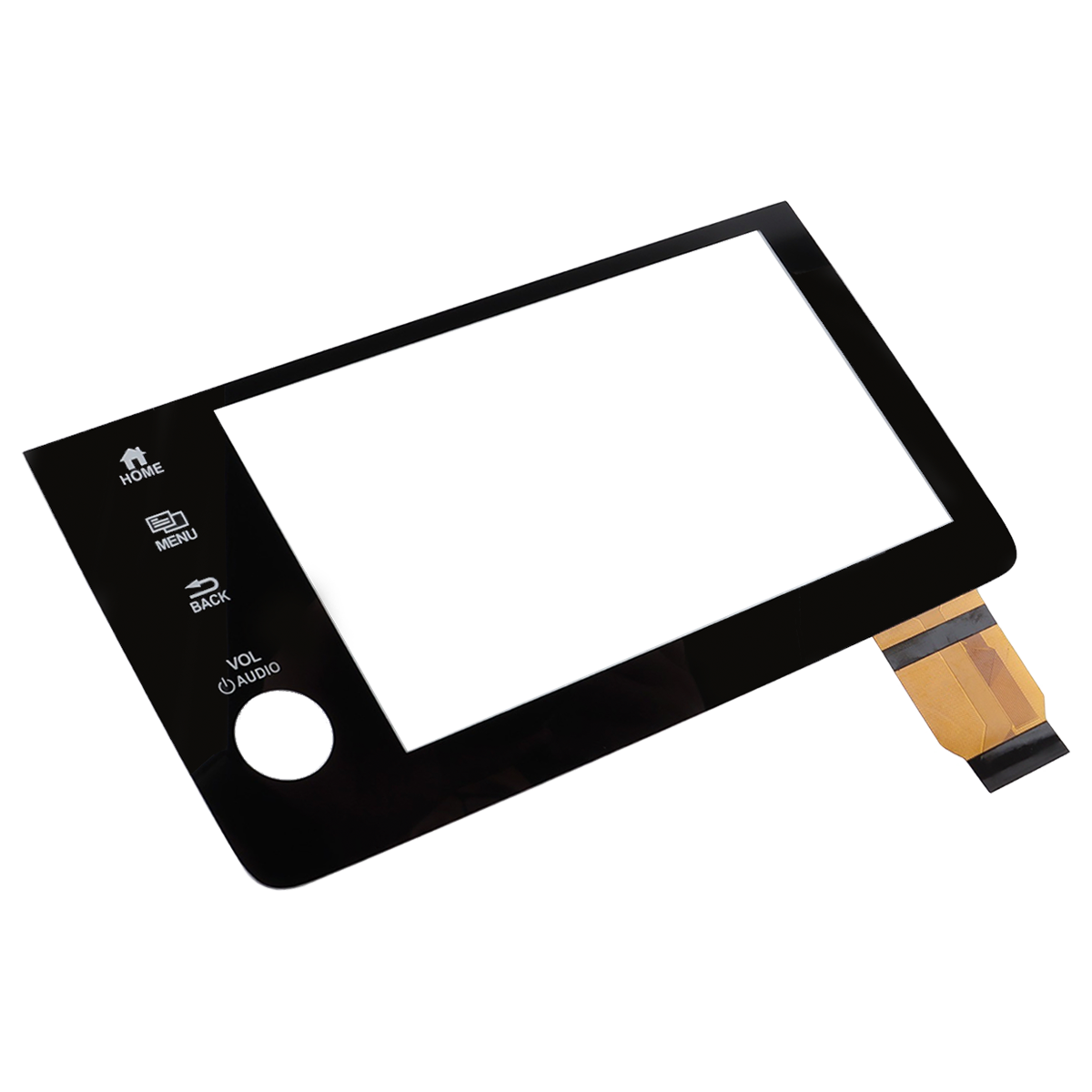 Touchscreen digitizer with hardware buttons on a white background