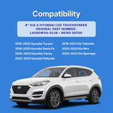 White SUV on a blue background with compatibility information for KIA and Hyundai models.
