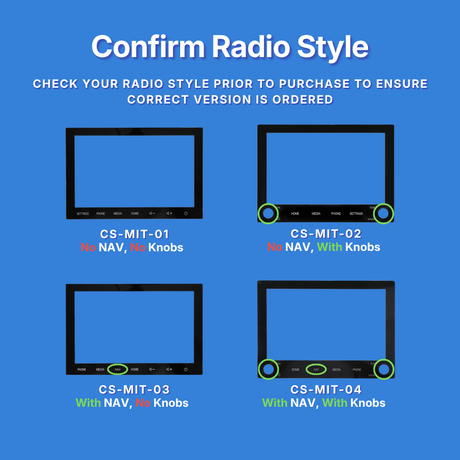 Chart showing different radio styles with labels on a blue background