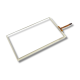 Rectangular touchscreen with a ribbon cable on a white background.