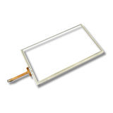 Rectangular glass panel with a flexible cable on a white background