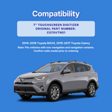 Gray Toyota RAV4 on a blue background with compatibility information