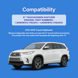 White Toyota Highlander on a blue background with compatibility information.