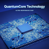 Ultra-responsive chip on a circuit board with 'QuantumCore Technology' branding.