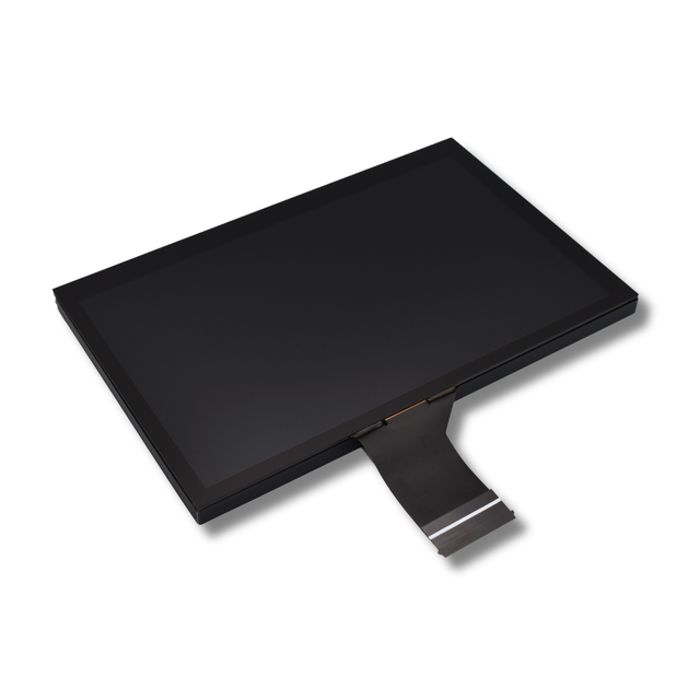 Black electronic screen component on a white background