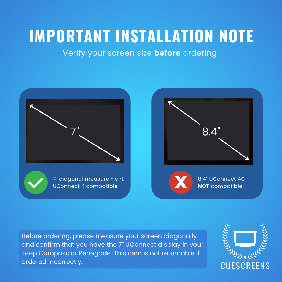 UConnect 4/4C 7" Screen Replacement – [UAM] for Jeep Compass & Renegade