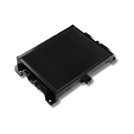 Black electronic touchscreen on a white background
