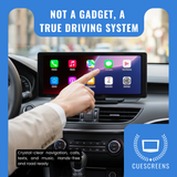 CarSync Tablet with Dashcam & Backup Camera by CueScreens — Universal 10.25″ Wireless CarPlay & Android Auto Touchscreen (Plug-and-Play 12V)