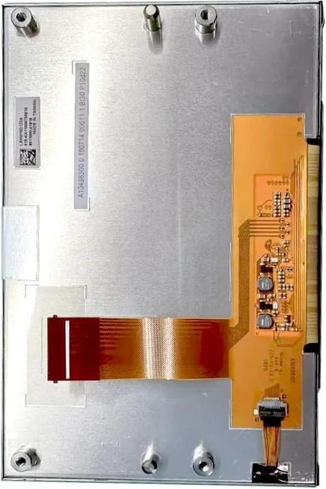 Back view of a Jeep Wrangler JL/JLU 7-inch instrument cluster LCD replacement screen showing the metal casing and ribbon cable connector.